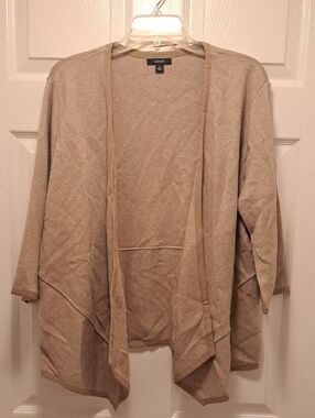 Alfani Beige Open-Front Draped Cardigan
